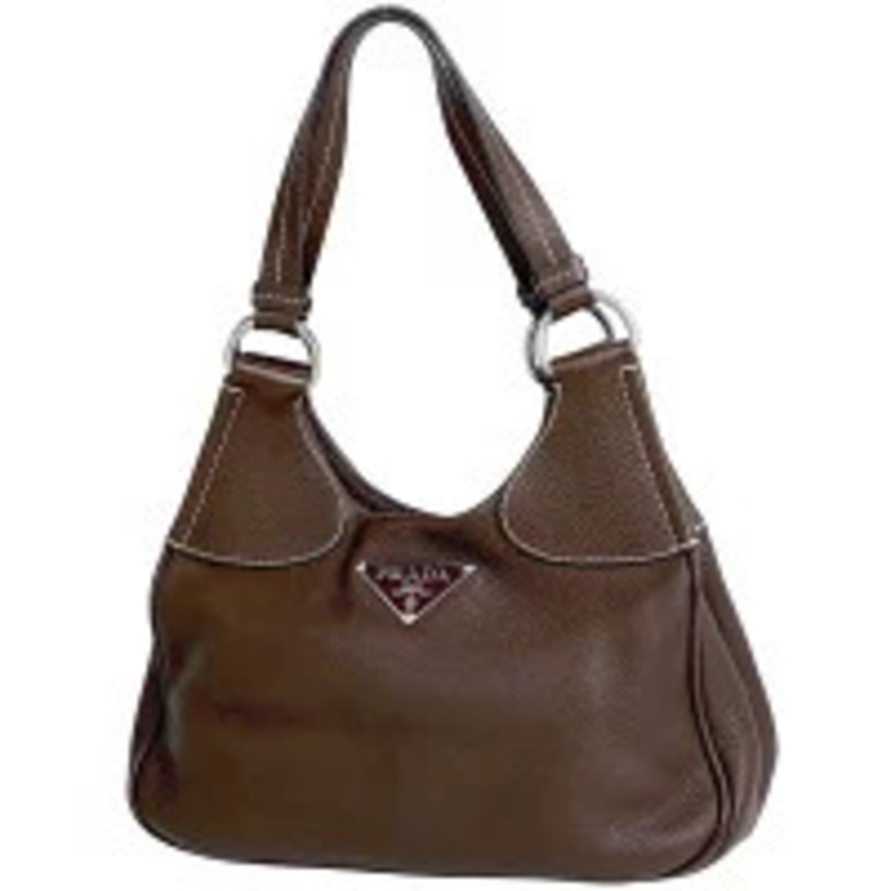 Prada Vitello Daino Moon Hobo Shoulder bag Brown